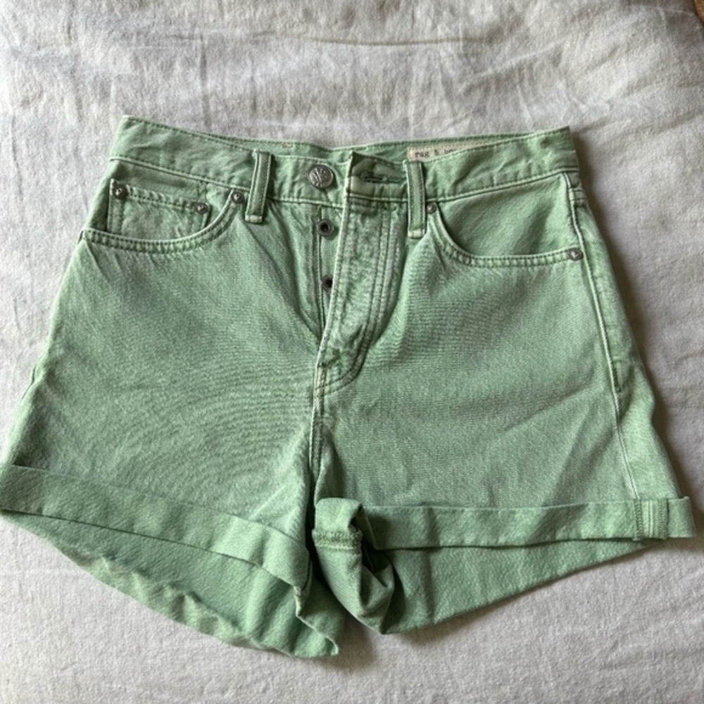 Rag & Bone High Waist Green Denim Shorts sz 24